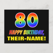 80e verjaardag: Vet, Vun, Eenvoudig, Regenboog 80 Briefkaart (Voorkant)