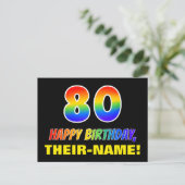 80e verjaardag: Vet, Vun, Eenvoudig, Regenboog 80 Briefkaart (Staand voorkant)