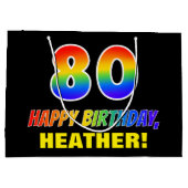 80e verjaardag: Vet, Vun, Eenvoudig, Regenboog 80 Groot Cadeauzakje (Achterkant)