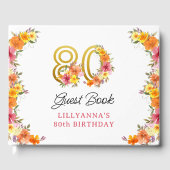 80e verjaardag viering Bloemen Goud Nummer 80 Gastenboek (Voorkant)