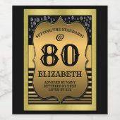 80e verjaardag viering zwart & goud normen wijn etiket (Enkel label)