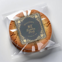 80e Verjaardag Vintage Blauwe Gouden Script Elegan