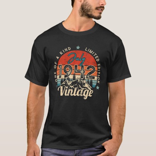 80e verjaardag Vintage juli 1942 T-shirt (Voorkant)