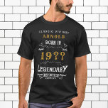 80e verjaardag Voeg naam toe: Legendary Black Gold T-shirt<br><div class="desc">Maak een speciale verklaring en show van uw stijl met onze 80ste verjaardag Voeg een jaar van naam toe: Legendary Black Gold T-Shirt. Perfect voor uw aanstaande verjaardagsviering, is het klantgericht en staat u toe om een speciale naam en een jaar te kiezen om op het T-shirt in prachtig manuscript...</div>