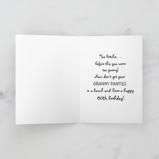 80e verjaardag voor haar grappige kaart (Binnen)