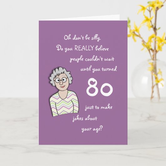 80e verjaardag voor haar grappige kaart (Gele Bloem)