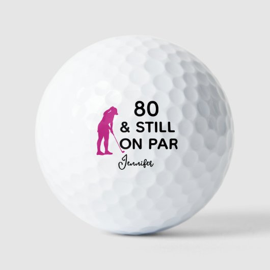 80e Verjaardag Vrouwen Golfer Funny Custom Golfballen (Voorkant)