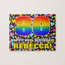 80e verjaardag — Vun, liefhebbende hartvormen + "8