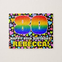 80e verjaardag — Vun, liefhebbende hartvormen + "8 Legpuzzel