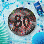 80e verjaardag vuurwerk in Bord van wolkenpapier (Feest)