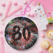 80e verjaardag vuurwerk in Bord van wolkenpapier (Feest)