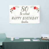 80e Verjaardag Waterverf Roos Bloemen Bloemen Spandoek (Beurs)