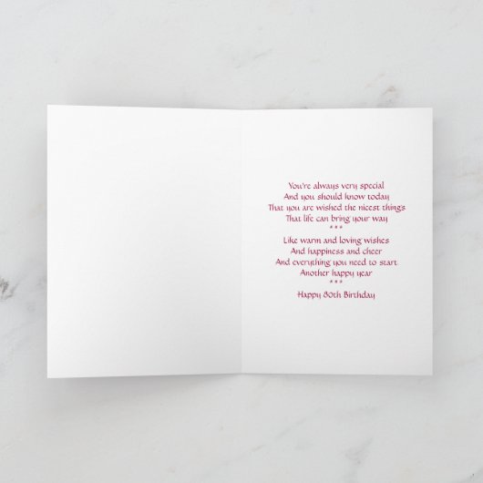 80e verjaardag wensen Kaart (Binnen)
