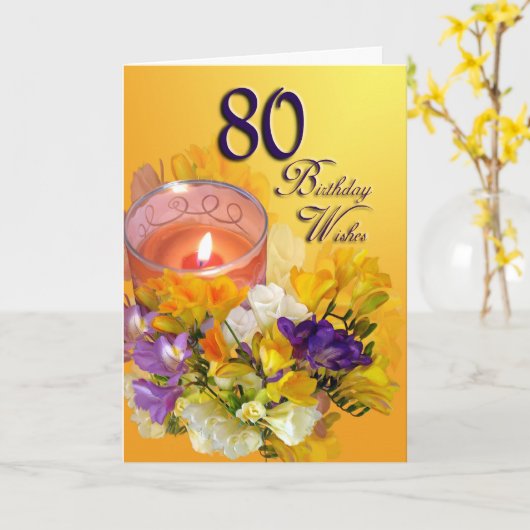 80e verjaardag wensen Kaart (Gele Bloem)
