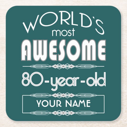 80e verjaardag werelden Best Fabulous Dark Green Kartonnen Onderzetters (Voorkant)