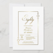 80e verjaardag White met Gold Lijst Party Kaart (Voorkant)