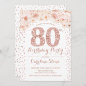 80e verjaardag - White Rose Gold Kaart (Voorkant / Achterkant)