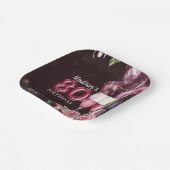 80e verjaardag wijn & ballonnen gepersonaliseerd papieren bordje (Gebogen)