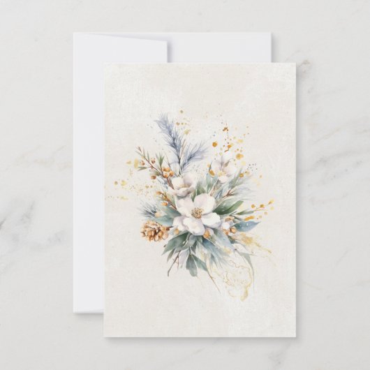 80e Verjaardag Winter White Floral Greenery Bedankkaart (Achterkant)