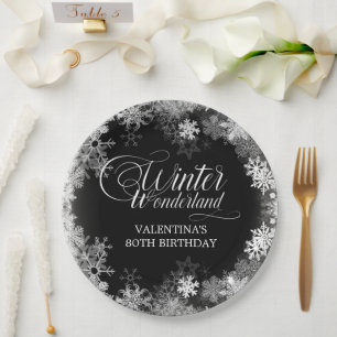 80e verjaardag Winter Wonderland Sneeuwvlok Favor Papieren Bordje