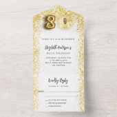80e verjaardag wit goud fotofeest RSVP All In One Uitnodiging (Binnen)