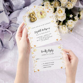 80e verjaardag wit gouden sterren fotofeest RSVP All In One Uitnodiging
