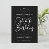 80e verjaardag | Wit op zwarte typografie Kaart (Staand voorkant)