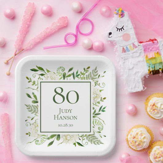 80e verjaardag Witte brandkranen Papieren Bordje (Feest)