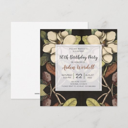 80e verjaardag Witte Magnolias verrassingspartij Kaart (Voorkant / Achterkant)
