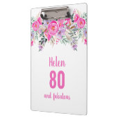 80e verjaardag witte roze florale klembord (Links)