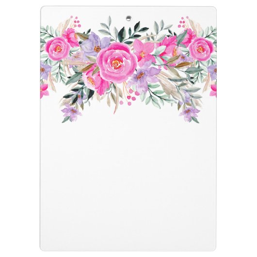 80e verjaardag witte roze florale klembord (Achterkant)