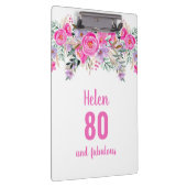 80e verjaardag witte roze florale klembord (Rechts)