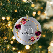 80e verjaardag zilveren floralen geometrische burg keramisch ornament