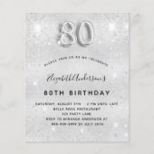 80e verjaardag zilveren glitter budgetuitnodiging flyer (Voorkant)
