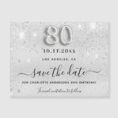 80e verjaardag zilveren glitters save the date mag (Voorkant)