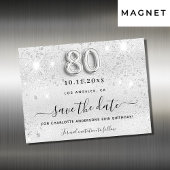 80e verjaardag zilveren glitters save the date mag