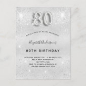 80e verjaardag zilveren sprankelingen uitnodiging briefkaart (Voorkant)