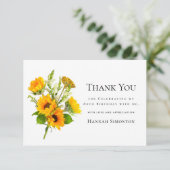 80e verjaardag zonnebloem boeket gepersonaliseerd bedankkaart (Staand voorkant)