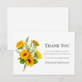80e verjaardag zonnebloem boeket gepersonaliseerd bedankkaart (Voorkant / Achterkant)