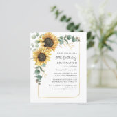 80e verjaardag Zonnebloem Eucalyptus Invite (Staand voorkant)