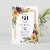 80e verjaardag Zonnebloemen Kaart (Staand voorkant)