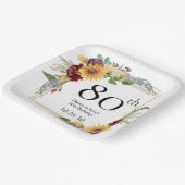 80e verjaardag Zonnebloemen Papieren Bordje (Gebogen)