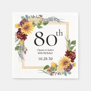 80e verjaardag Zonnebloemen Servet