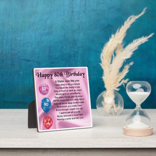 80e verjaardag Zuster Poem Plaque Fotoplaat (Insitu)
