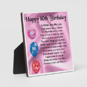 80e verjaardag Zuster Poem Plaque Fotoplaat (Voorkant)