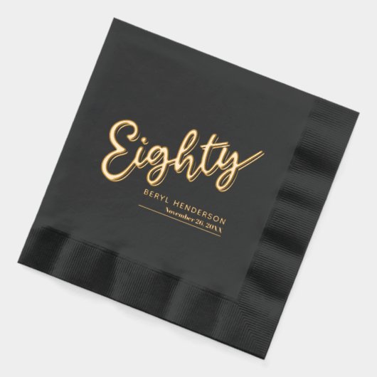 80e verjaardag zwart en goud folie servetten (Links)