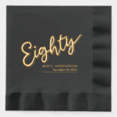 80e verjaardag zwart en goud folie servetten (Voorkant)