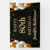 80e verjaardag zwart en goud spandoek (Verticaal)
