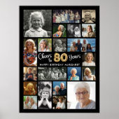 80e verjaardag zwart goud 21 foto's juichen voor j poster (Voorkant)