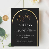 80e verjaardag zwart goud boog save the date
